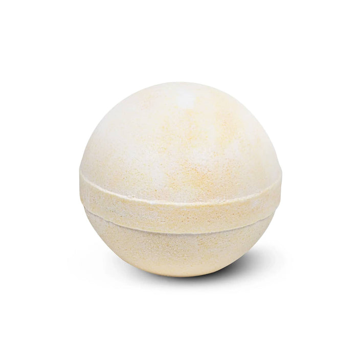 The Mindful Moment - A bath bomb in a spherical shape, featuring a creamy white colour with subtle texture variations.