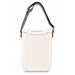 Pavilion Cooler by The Line Edit. - A cooler with a sleek cream exterior and a detachable striped strap. It features a sturdy handle for easy carrying.