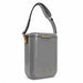 Pavilion Cooler by The Line Edit. - A stylish grey cooler with a shoulder strap, featuring a logo on the front and a sleek, modern design.