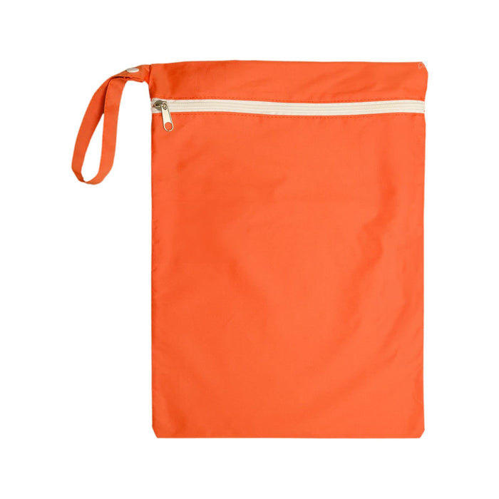 The Walkies Pack - An orange zippered pouch with a strap handle, featuring a simple and smooth design.