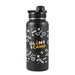 Daily Grind Pack - A black drink bottle with a design featuring swirling patterns and a logo. It has a secure screw-top lid.