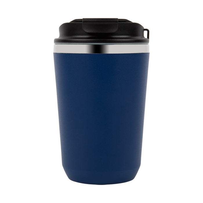 Daily Grind Pack - A drink bottle in navy blue with a black lid and a silver trim, featuring a sleek design.