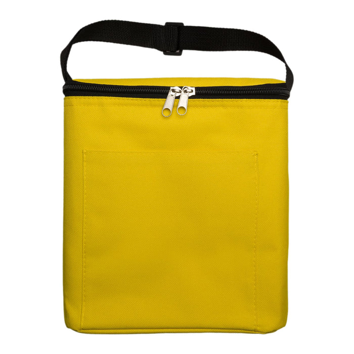 Daily Grind Pack - A yellow zippered tote bag with a black strap and a front pocket. It has a simple, solid design.