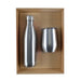 Pura Cardboard Gift Set - A drink bottle and a stainless steel tumbler are displayed in a cardboard gift set box.