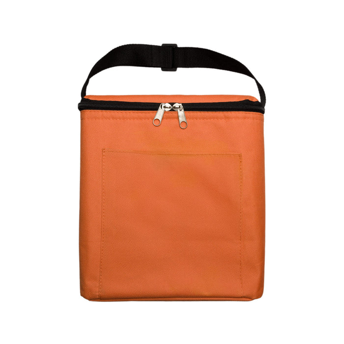 The Gone Fishing Pack - An orange zippered bag with a handle and a front pocket. Features a simple design for outdoor use.