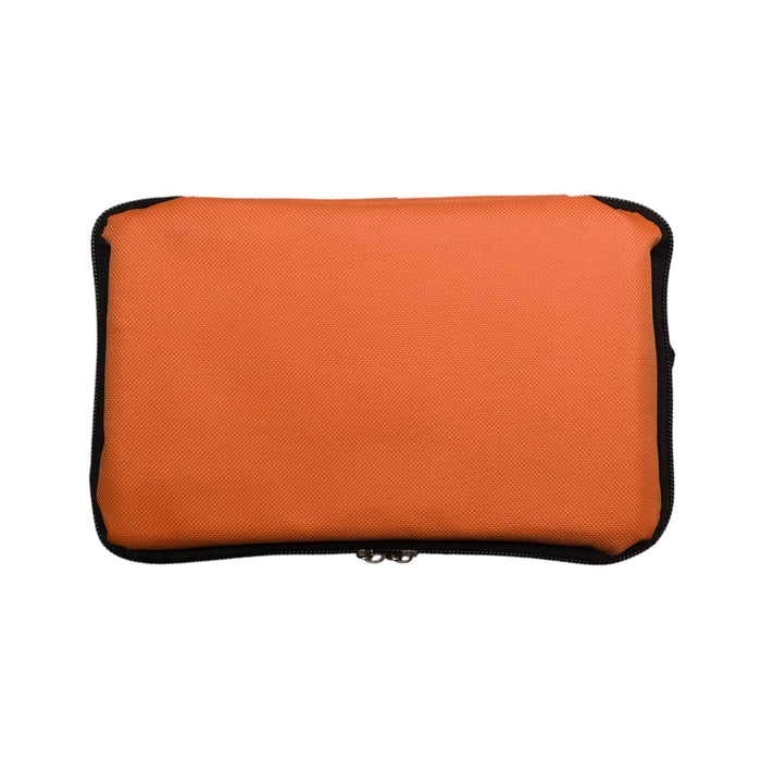 The Gone Fishing Pack - An orange pouch with a black zipper, featuring a textured surface, suitable for outdoor use.