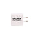 Tech Pack Connect - A white USB wall charger featuring two prongs and a logo for Sparky Electronics.