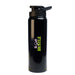 The Hustle Pack - A black drink bottle with a black lid and a logo. The bottle features bold green and white lettering.