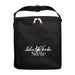 The Reel Deal - A black cooler bag with a zip closure and a front pocket, featuring a logo.