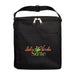 The Reel Deal - A black cooler bag with a zippered top and a front pocket, featuring a logo with palm trees and text.