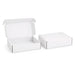 Custom Box with Locking Lid 300 x 210 x 70mm - A white custom box with a locking lid, featuring one open and one closed box.