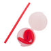 Silicone Straw in Case - A red silicone straw placed inside a clear case, with an additional rolled-up straw in the case.