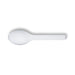 Juniper Cutlery Set - A white spoon with a smooth surface and ergonomic handle, featuring a logo on the handle.
