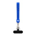 Wrist Tactile Phone Holder Keytag - A blue wrist strap keytag with a textured surface and a metal clip attachment. It has a logo on the strap.