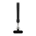 Wrist Tactile Phone Holder Keytag - A black wrist tactile phone holder keytag featuring a textured grip and a metal clasp for attachment.