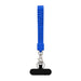 Wrist Tactile Phone Holder Keytag - A blue wrist strap with textured sections, featuring a metal clip and a black attachment at the end.