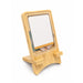 Oscar Illuminating Charging Stand - A wooden stand with a clear front, showcasing a notepad and a colourful ribbon inside.