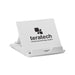 Glide Phone Stand - A white phone stand with a logo, featuring a foldable design and a slot for device placement.
