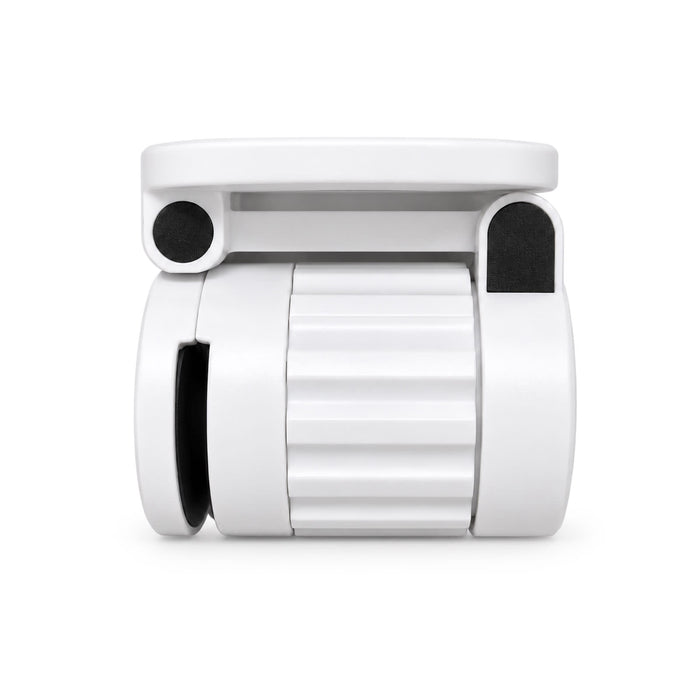 Tutor Maglock Phone Holder - A white phone holder with a textured grip and magnetic base, featuring black accents and a compact design.