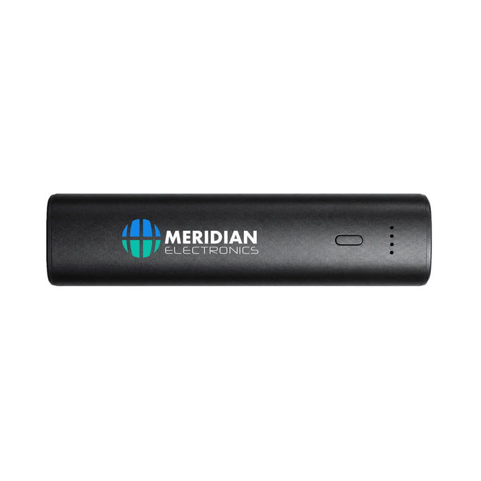 Symbolique 5,000mAh Power Bank - A black power bank with a logo, featuring a slim design and indicator lights.