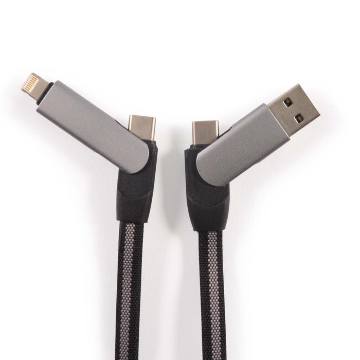 Volt Combo Cable - A charging cable featuring a grey design with angled connectors and a braided black exterior.