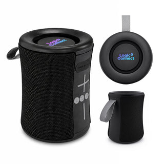 Delta 8W Speaker - A black portable speaker with control buttons and a carry strap, featuring a logo on top.