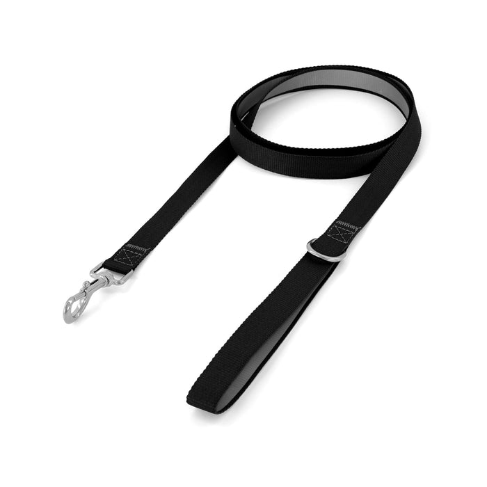 Printed Dog Lead - A black printed dog lead with a clasps and a comfortable grip handle. Features a sleek design and includes a logo.