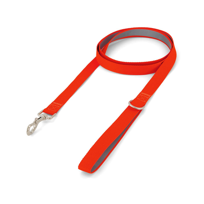 Printed Dog Lead - An orange printed dog lead featuring a silver clip and grey detailing, designed for pet accessories.