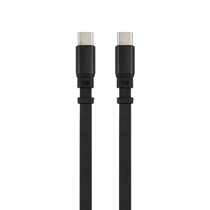 Reel 100W Cable - A black 100W charging cable with USB-C connectors on both ends. Features a sleek, flat design.
