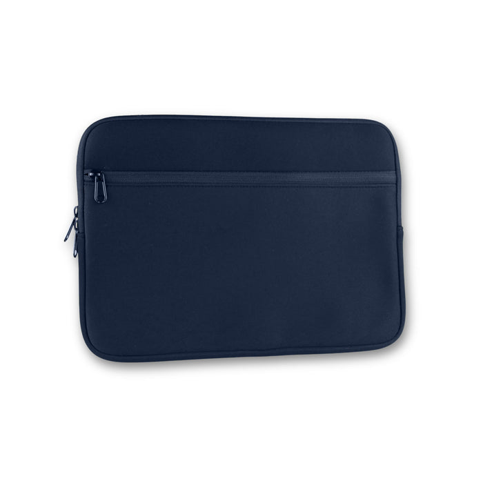 Pro Neoprene Laptop Sleeve 14 inch - A navy neoprene laptop sleeve designed for 14-inch devices, featuring a zipper and a pocket.