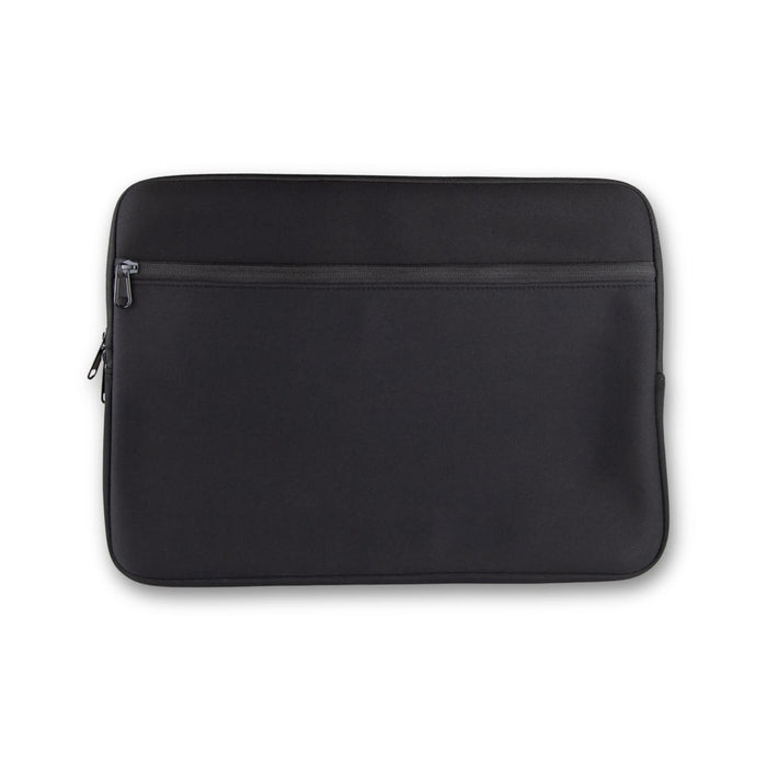 Mate Neoprene Laptop Sleeve 16 inch - A black neoprene laptop sleeve with a front zip pocket, designed for 16-inch laptops.