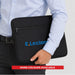 Mate Neoprene Laptop Sleeve 16 inch - A black neoprene laptop sleeve being held, featuring a logo, with more colours available.