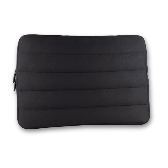 Bubble Neoprene Laptop Sleeve 16 inch - A black bubble neoprene laptop sleeve for 16-inch laptops, featuring a textured surface and a zipper closure.