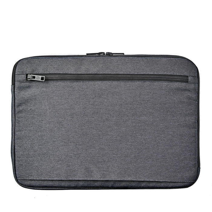 Cupertino Laptop Sleeve 14 - A laptop sleeve in grey fabric featuring a zippered pocket on the back and a sleek design.