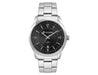 Mens Casual Dress Watch, Stainless Steel Strap - A men's casual dress watch featuring a stainless steel strap and a black dial with silver accents.