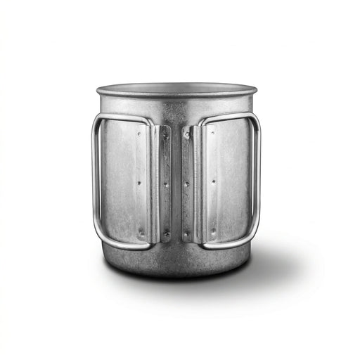 Bush Imitation Titanium Cup - A drink bottle with a metallic finish, featuring two sturdy handles and a simple, cylindrical design.