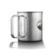 Bush Imitation Titanium Cup - A metallic titanium cup with a sturdy handle and a branded logo, featuring a silver finish and a rugged design.