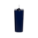 The Connor 600ml Vacuum Tumbler - A drink bottle featuring a navy blue finish with a lid and straw, designed for vacuum insulation.