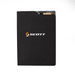 SunScribe Notebook (A4) - A black A4 notebook with a logo, featuring a sleek cover and a side pocket for cards.