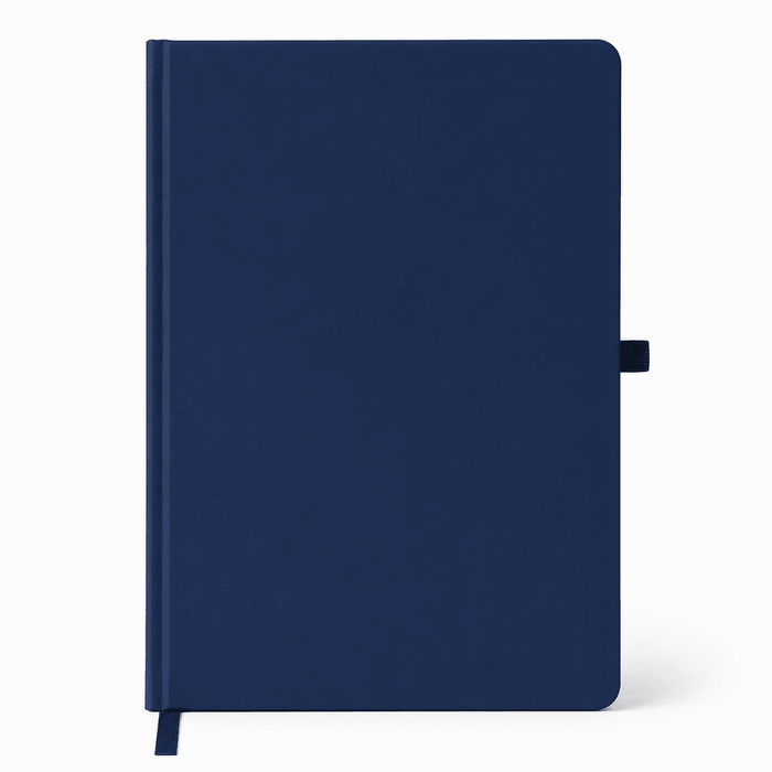 NFC A5 Smart Notebook - A navy A5 smart notebook featuring a smooth cover and a secure closure. It includes a logo on the front.