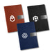 Vienna Notebook A5 - Three A5 notebooks in brown, black, and dark blue, each with a logo and a textured design on the cover.