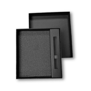Notebook Gift Set Box - A black gift box with a soft, textured interior and a separate lid, designed for presenting items.
