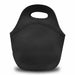 Neoprene Lunch Bag - A black neoprene lunch bag featuring a rounded top handle and seamless sides. It has a simple, sleek design.