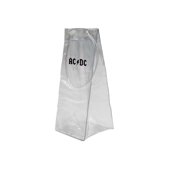 Icy Bags - Medium - A transparent medium cooler bag with an embossed logo, featuring a simple geometric design.