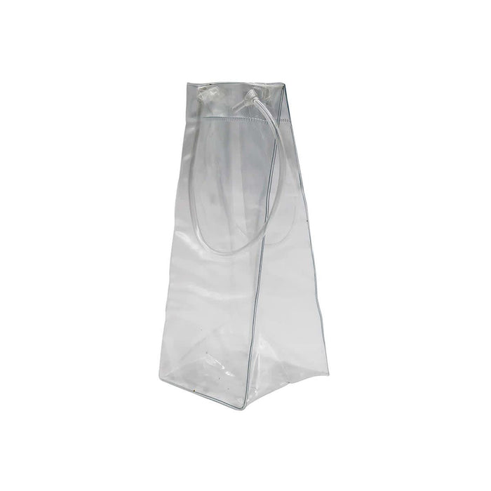 Icy Bags - Medium - A clear medium cooler bag with a structured design and shoulder straps. It has a simple, minimalistic appearance.