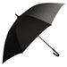 Full Colour Corporate Umbrella - A black umbrella with a curved handle and a solid canopy, featuring a logo on the fabric.