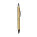 Manopoli Bamboo Pen - A bamboo pen featuring a black stylus tip and a silver clip, with branding on the body.