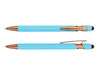 Colombo Rose Gold Stylus Pen - A stylus pen in turquoise with rose gold accents, featuring a smooth finish and a logo.