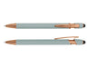 Colombo Rose Gold Stylus Pen - A stylus pen featuring a mint green body with rose gold accents and a rubber tip for touchscreen use.
