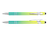 Colombo Horizon Stylus Pen - A stylus pen in vibrant green and turquoise hues with chrome accents and a logo.